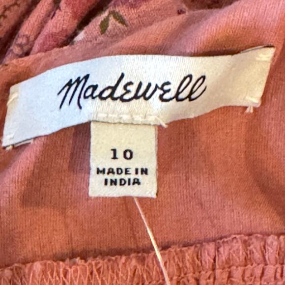 MADEWELL RUFFLE V-NECK FLORAL MINI DRESS IN VINTAGE PINK NWT WOMEN'S SIZE 10 - Picture 13 of 16